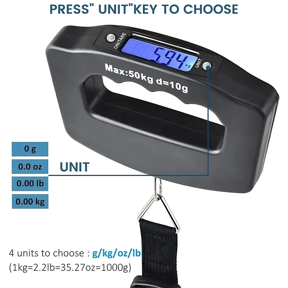 New 50kg/10g Digital Luggage Scale Electronic Portable Suitcase Travel Weighs With Backlight Electronic Travel Hanging Scales