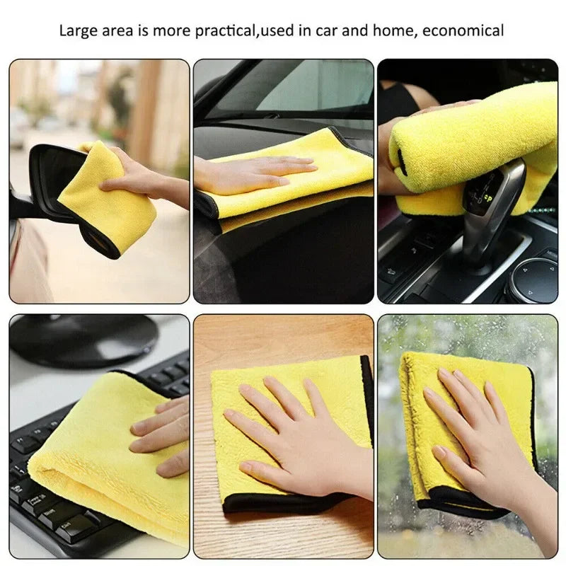 Clearance_1/3/5PCS Microfiber Cleaning Towel Thicken Soft Drying Cloth Car Body Washing Towels Double Layer Clean Rags Car Acces