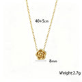New Exquisite Stainless Steel Camellia Flower Pendant Necklace Bracelet Rings Set for Women Jewelry Sets Sweet Valentine Gifts