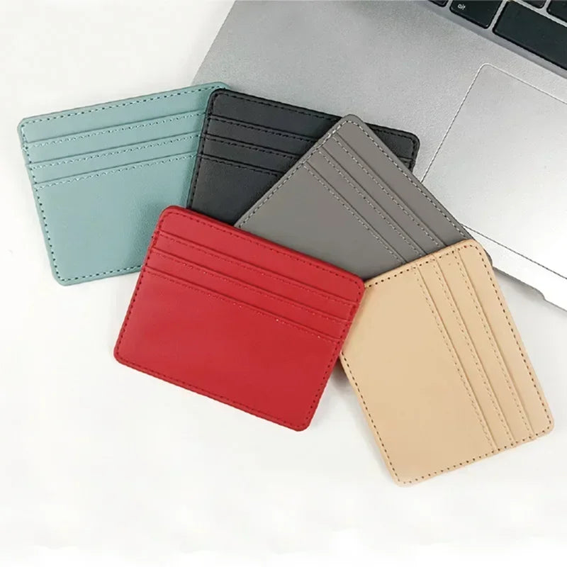 1Pc Pu Leather ID Card Holder Candy Color Bank Credit Card Box Multi Slot Slim Wallet for Women Men Business Card Cover