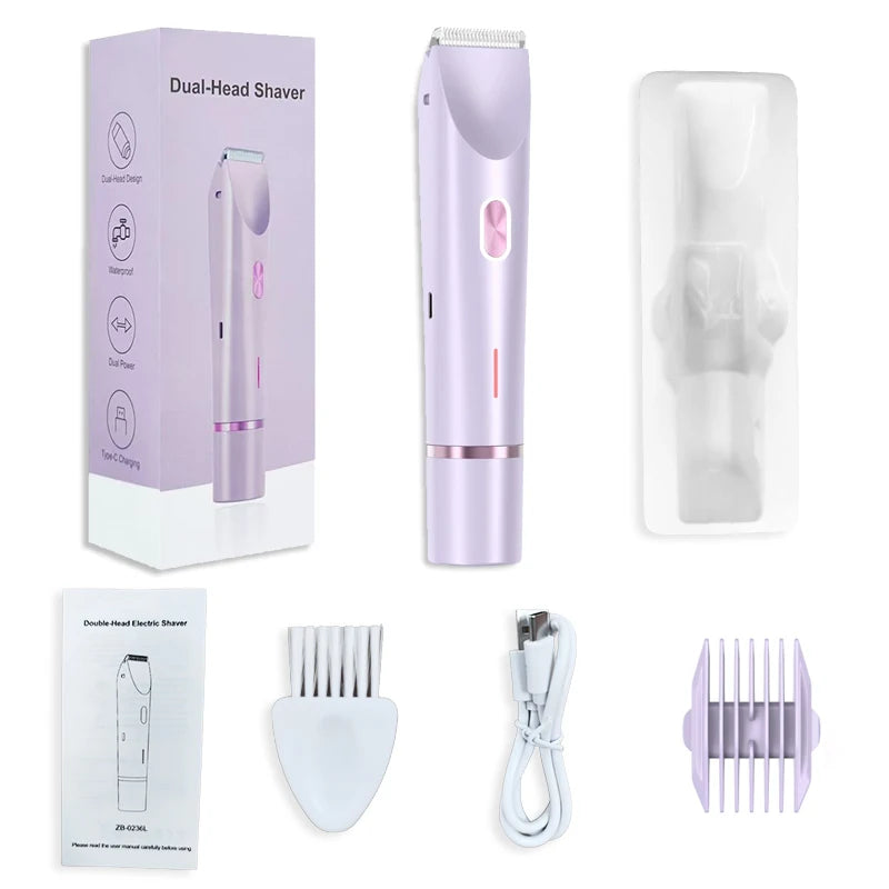 2026 Dual Head Hair Removal for Women Portable Float Blade Wet Dry Use Waterproof Painless Facial Trimmer Body Epilator ﻿