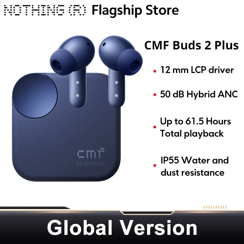 Nothing Buds 2 Plus CMF  New Global Version 50dB Hybrid ANC Earbuds Long Battery Hi-Res Audio IP55 Bluetooth-Compatible