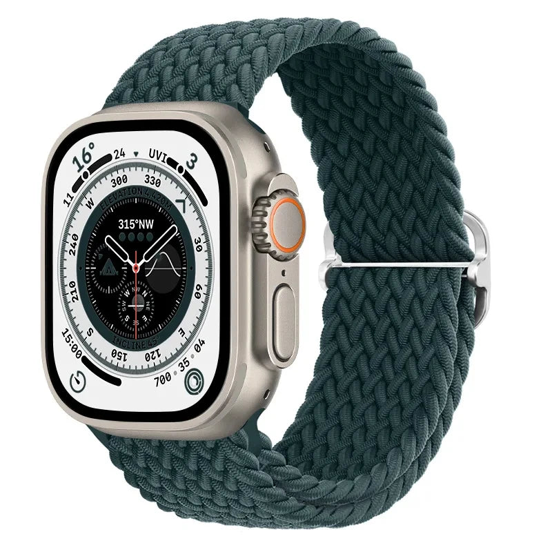 Braided Loop Strap For Apple Watch Ultra Band 49mm 44 45mm 42mm 41mm Nylon Elastic Belt Bracelet iWatch Series 9 8 7 6 5 4 SE 3