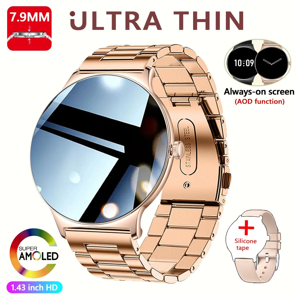 ChiBear Ultra Thin Fashion Smart Watch Women Screen Always Display Time Sports Bracelet Bluetooth Call AMOLED Smartwatch Woman