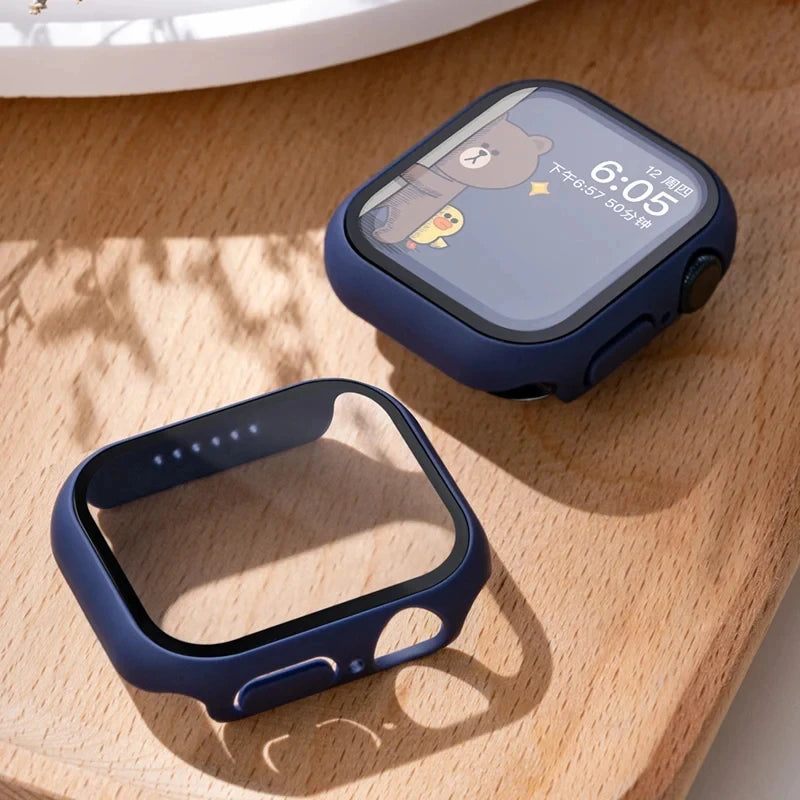 Tempered Glass+cover For Apple Watch Case Accessories 45mm 41mm 42mm 38mm PC Screen Protector cover iWatch 6 5 4 se 44mm 40mm