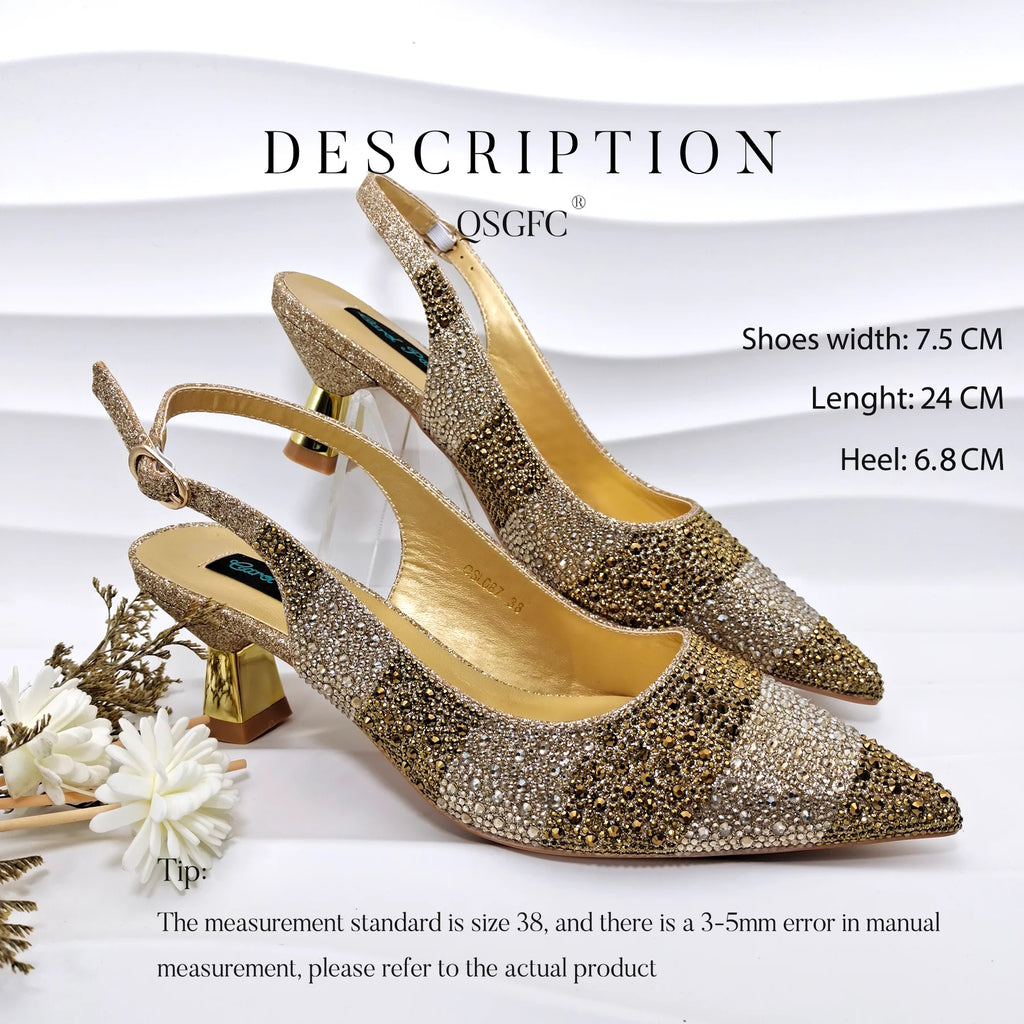 QSGFC Exquisite Fashion Women Shoes Sparkling Diamonds Pointed-toe Design Elegant Party Ladies High Heels