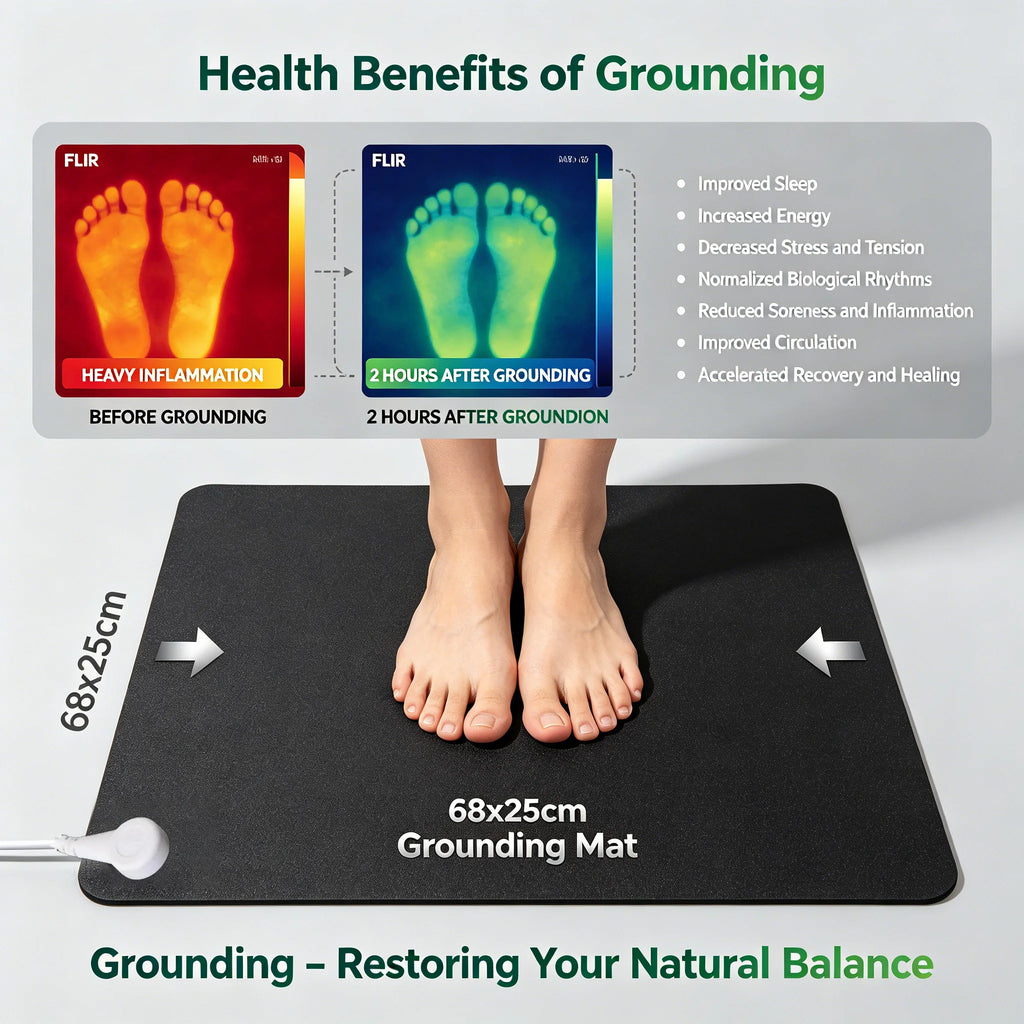 68x25cm PU Leather Grounding Mat Earthing Pad EMF Protection Sleep Support Stress Relief Pain Relief Anxiety Relief for Home Pro