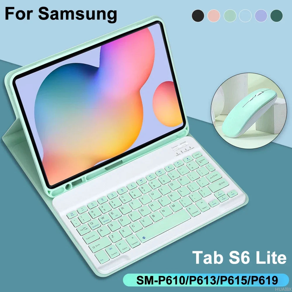 For Galaxy Tab S6 Lite 10.4 Inch Case with Keyboard, Detachable Keyboard Cover for Samsung Tab S6 Lite SM-P610 P613 P615 P619