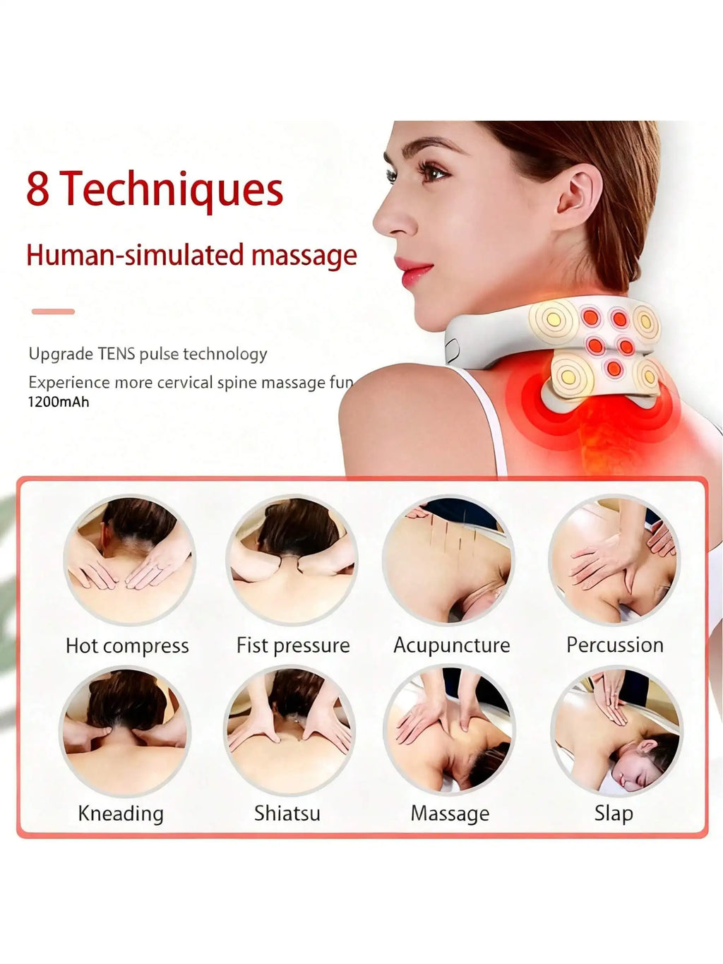 Smart Neck Massager for Adults, 5 Massage Modes, Ergonomic Portable Neck Device for Office, Home & Travel Relaxation