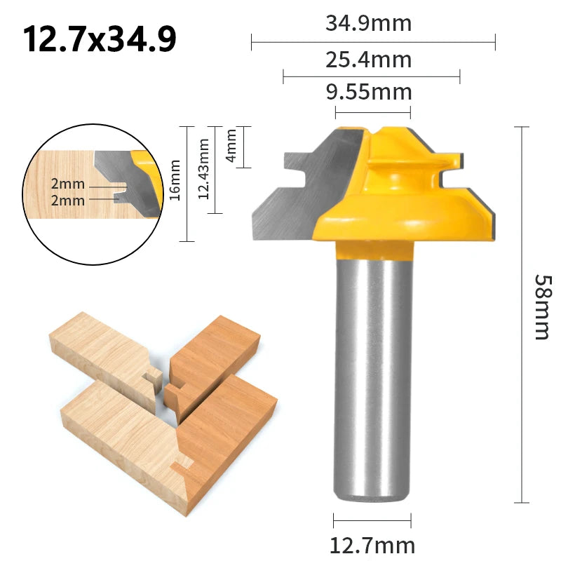 1Pc 45° Degree Lock Miter Router Bit Woodworking Milling Cutter For Wood Tools
