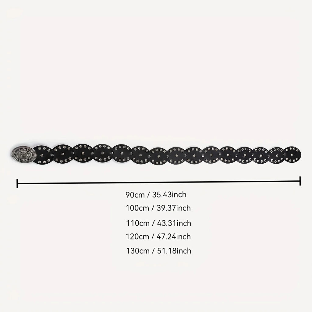 1 Piece of Women's Black Round Cake PU Belt with Bohemian Style Floral Buckle, the First Choice for Shopping