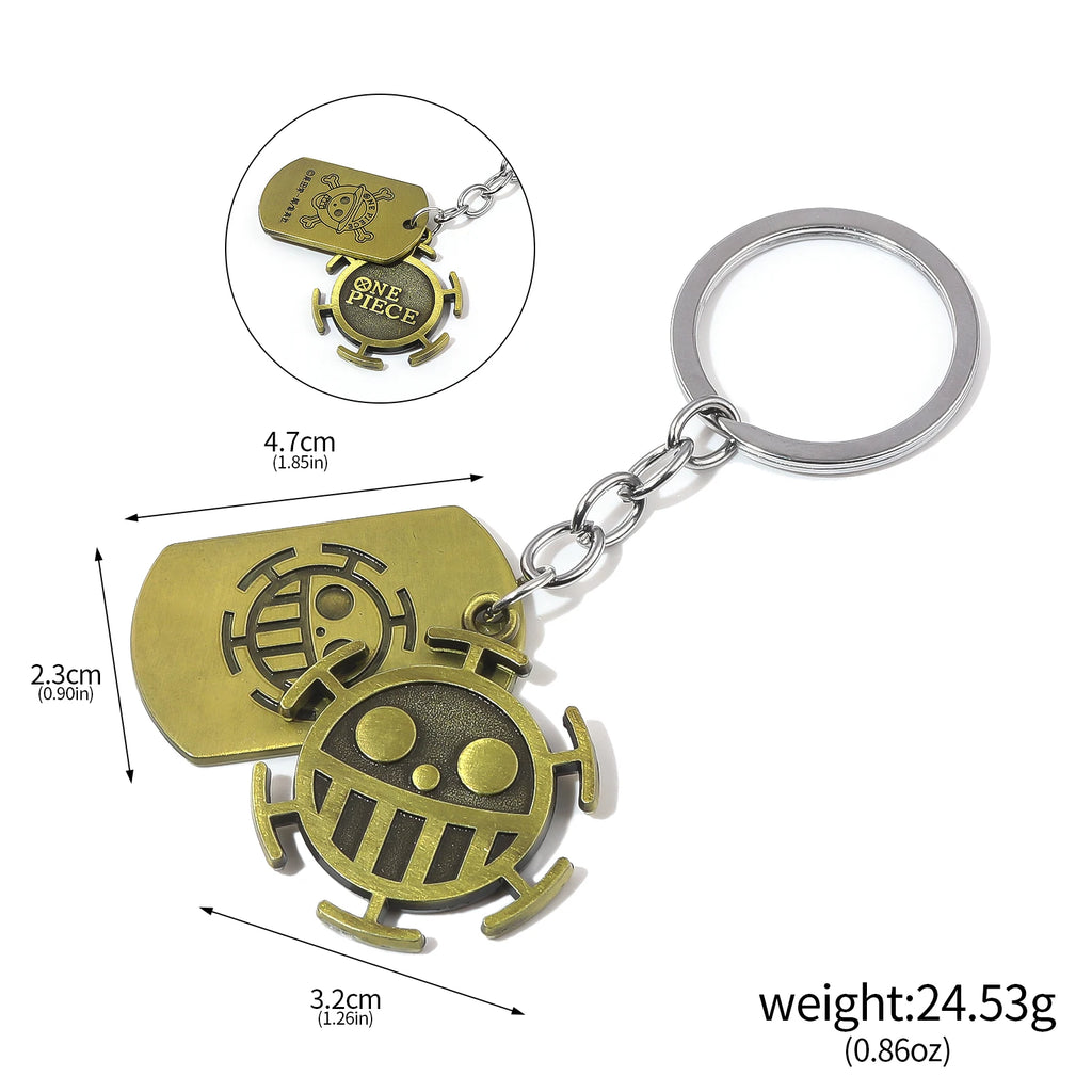 One Piece Luffy Straw Hat Keychain Rotatable Zoro Skull Metal Pendant Role-Playing Decorative Accessories Fan Jewelry Gift
