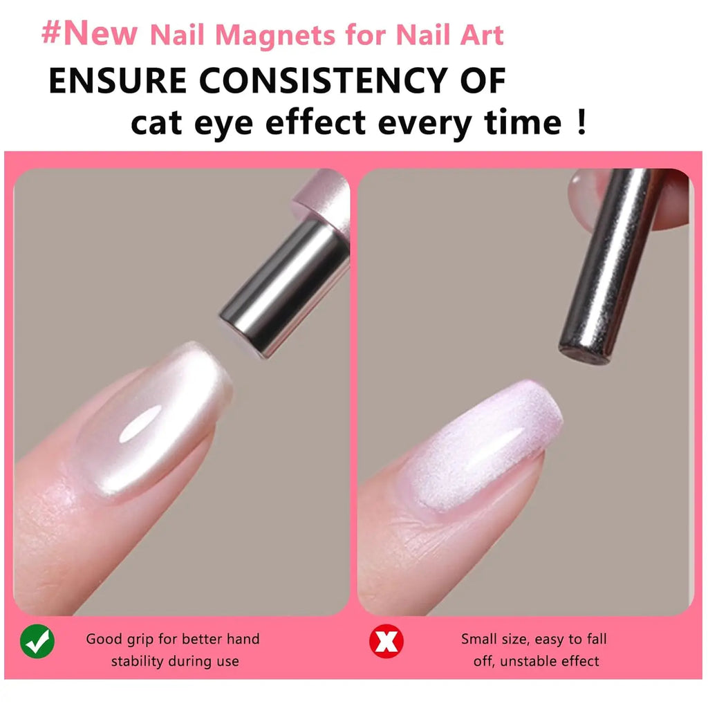 1/2Pcs Nail Cat Eye Magnetic Ball With Nail Magnetic Stick Tool Set Double-head Strong Magnet Pen 3D Cat Eye Gel Nail Supplies
