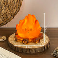 Mini Cute Cartoon Campfire Silicone Night Light, Creativity LED Flame Simulation Log Lamp, Soft Glow Bedroom Ambience Decor Toys
