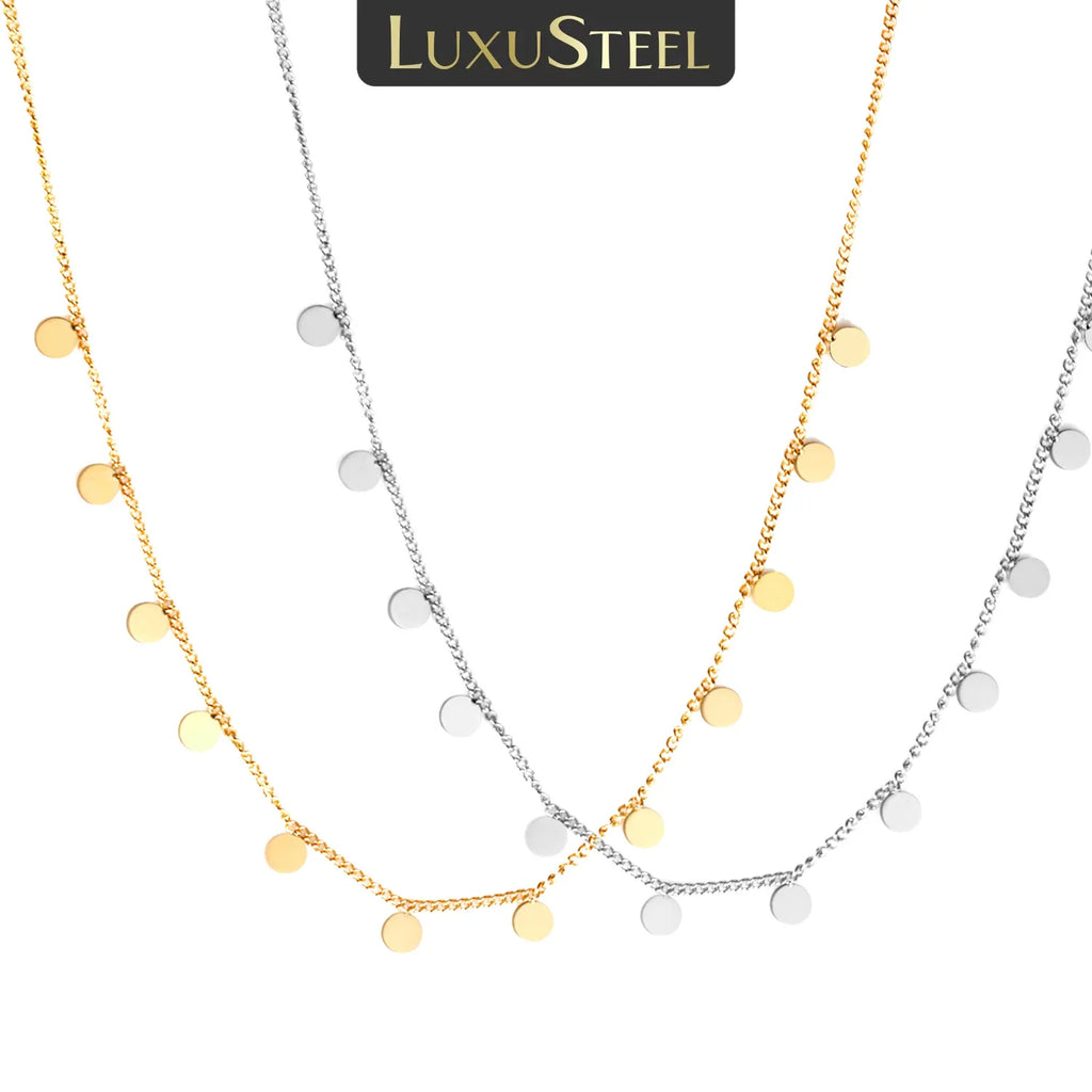 LUXUSTEEL Tiny Small Pendant Choker Necklace for Women Gilrs Stainless Steel Fashion Dainty Coin Stars Baby Foot Charm Jewelry