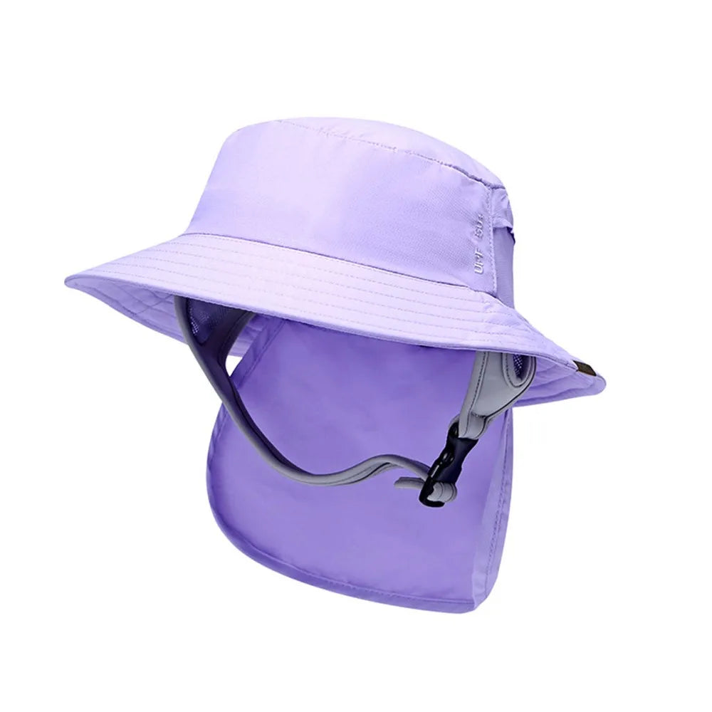 With Chin Strap Surfing Backet Hat Breathable Wide-brimmed Ladies Sun Hat Quick-drying UPF50+ Fisherman Cap Water Sport