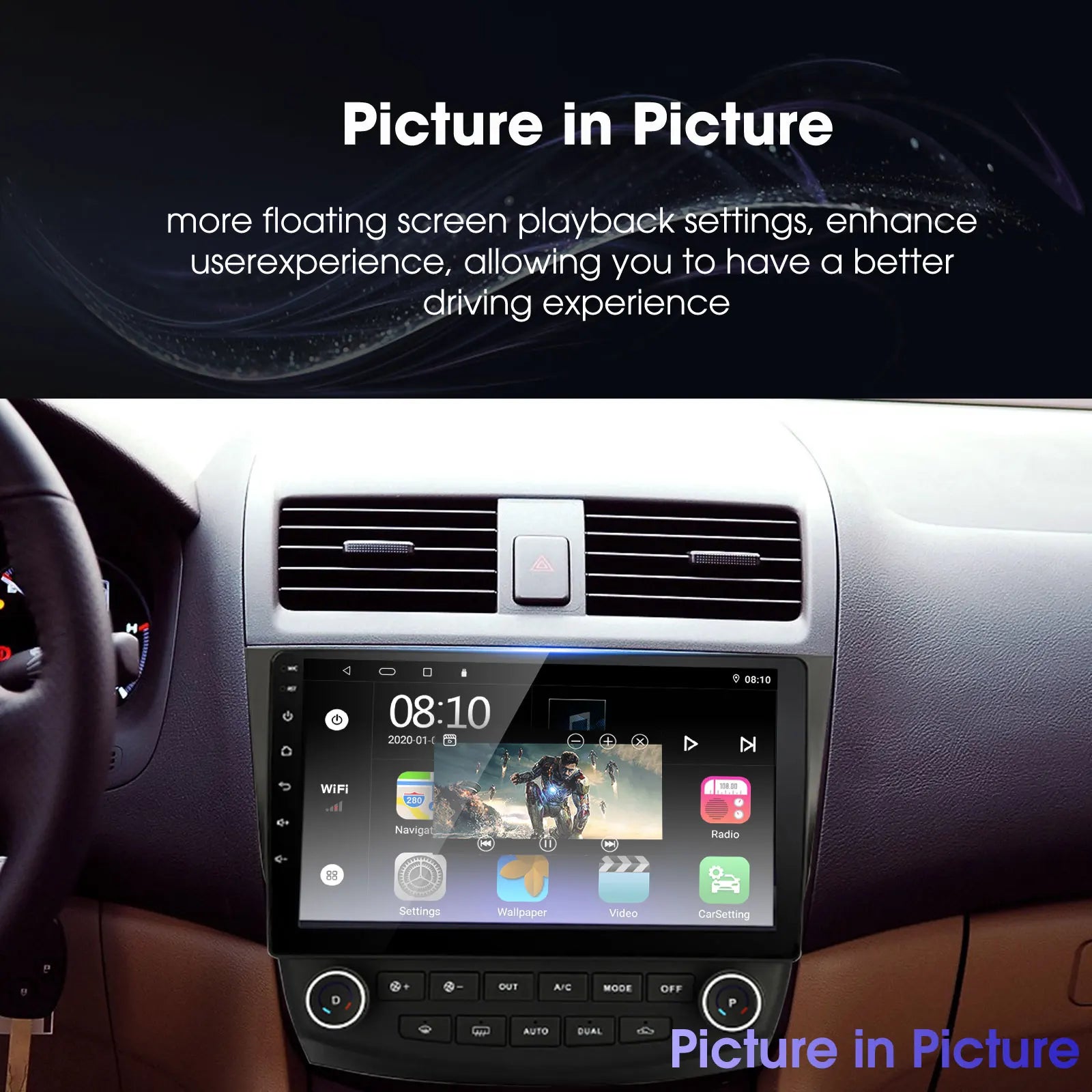 Android Car Stereo fo Honda Accord 7th 2003-2007,Build-in Carplay & Android Auto, 10 inch Capacitive Touch Screen GPS Navigation