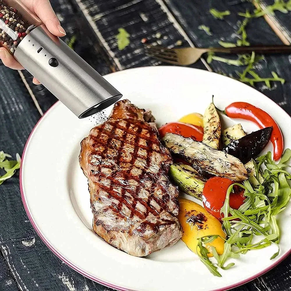 ZaiXiao Electric Salt and Pepper Grinder USB Rechargeable Eletric Pepper Mill Shakers Automatic Spice Steel Machine Kitchen Tool