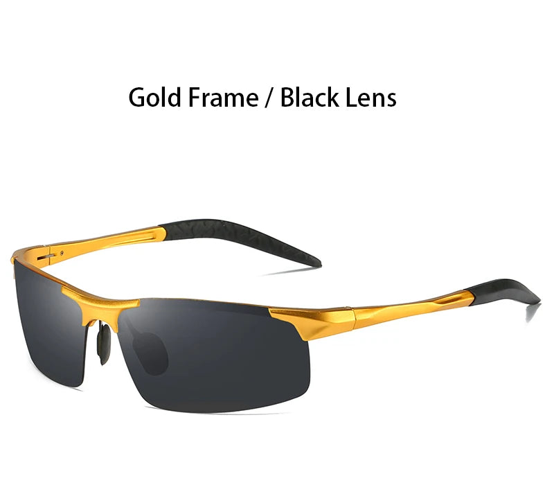 AORON Driving Polarized Sunglasses Men Aluminum Magnesium Frame Sport Sun Glasses Driver Sunglass UV400 Anti-Glare