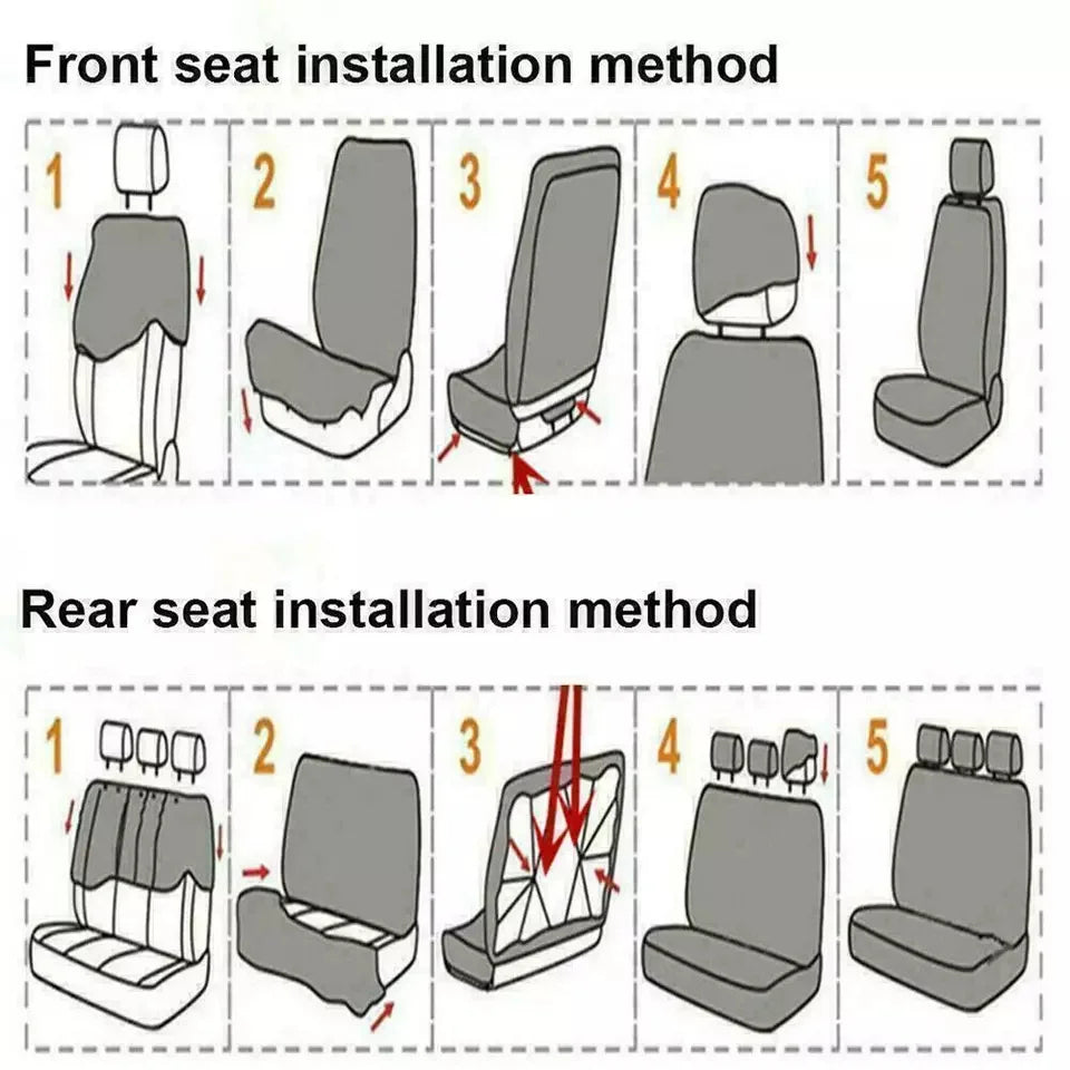 9pcs/Set Car Seat Cover Universal Leather Black Seat Protector Cover Complete Set of All Seasons Car Interior Accessories