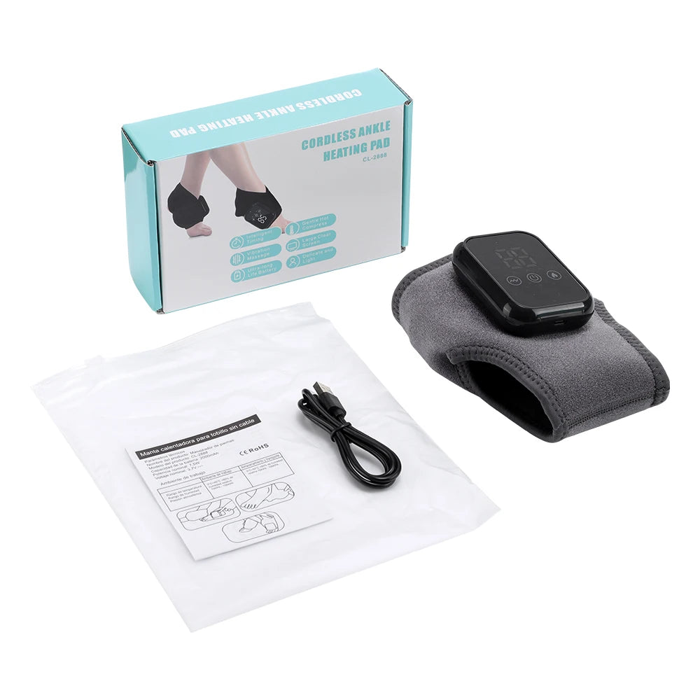 Electric Ankle Massager Hot Compress Vibration Foot Massager Ankle Joint Protection Heating Strap Ankle Heated Brace Wrap