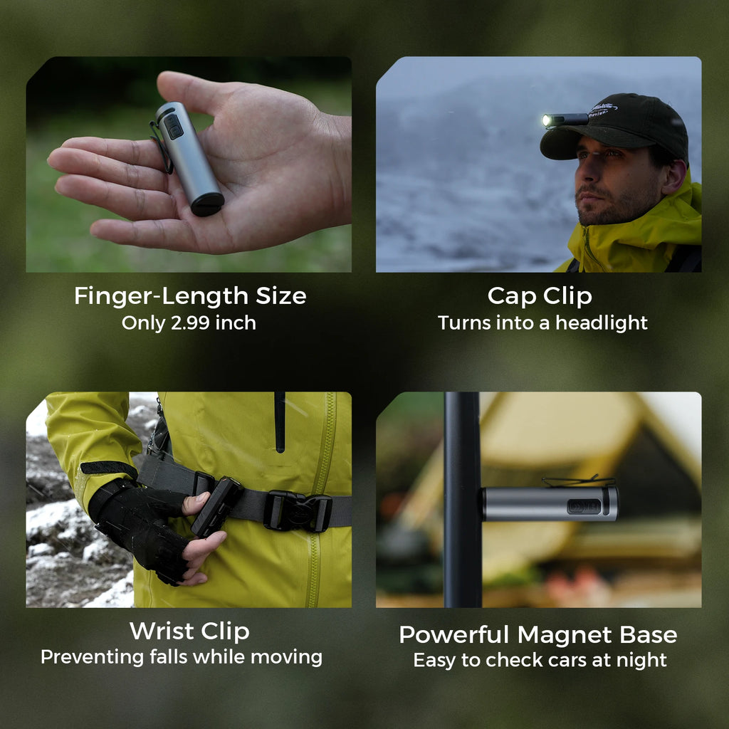 FLEXTAIL ZERO FLASHLIGHT - 47g 1200 Lumens EDC Flashlight, 7 Light Modes with Replaceable and Rechargeable Battery
