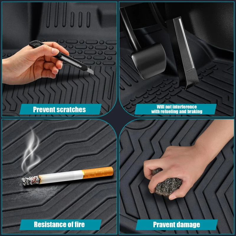 4PCS All Weather Floor Mats Liners For Chevrolet Suburban GMC Yukon XL 2015~2020 TPE Car Trunk Mat 3D Floor Mats Liner Set PHEV & HEV