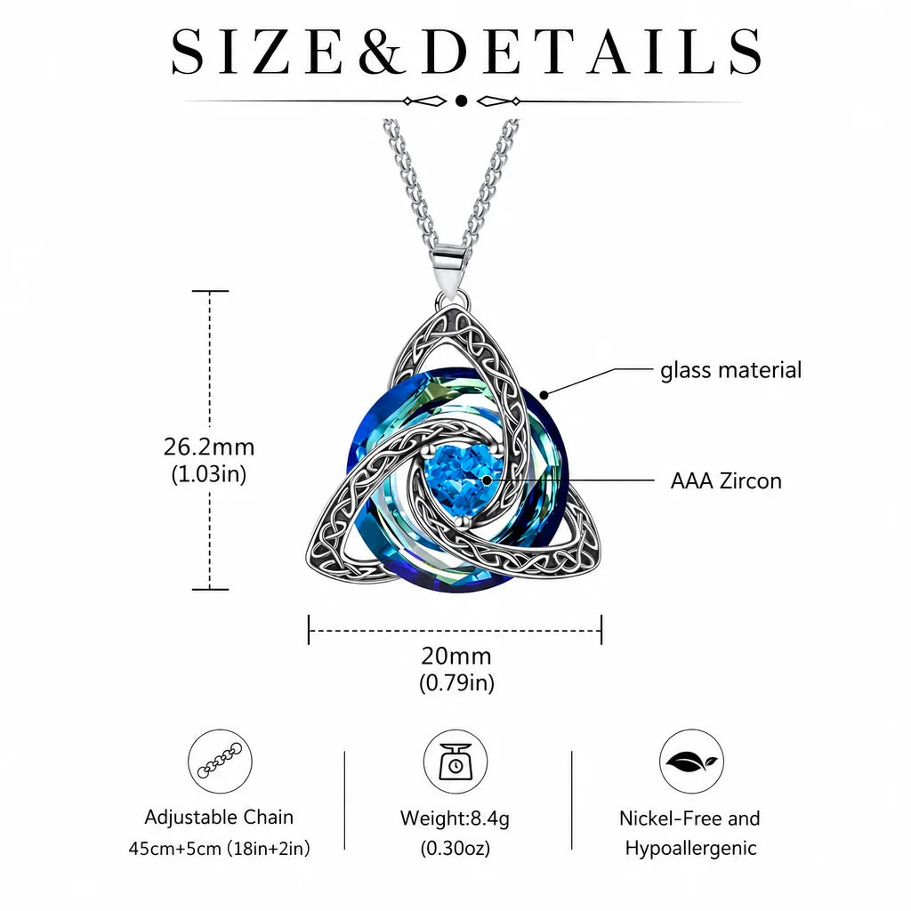 12 Birthstone Celtic knot Necklace Colorful Crystal Trinity Knot Triquetra Pendant for Women Irish Jewelry