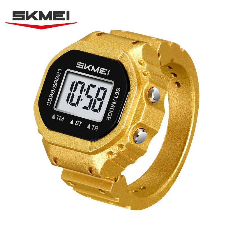 SKMEI 2699 New LED Digital Women Fashion Cool Rings Finger Watches Chronograph Plastic Watches Lady Jewelry （Cannot Adjust Size）
