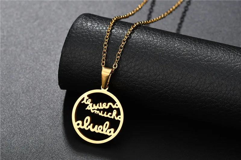 Grandmother Stainless Steel Statement Necklace Women Jewelry Silver Color Necklaces & Pendants Jewelry Navidad