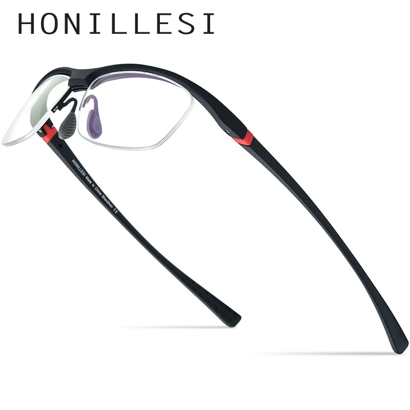 HONILLESI TR90 Glasses Men Brand Designer Semi Rimless Ultralight Bicycle Eyeglasses Frame Half Rim Sports Japanese Eyewear 7027