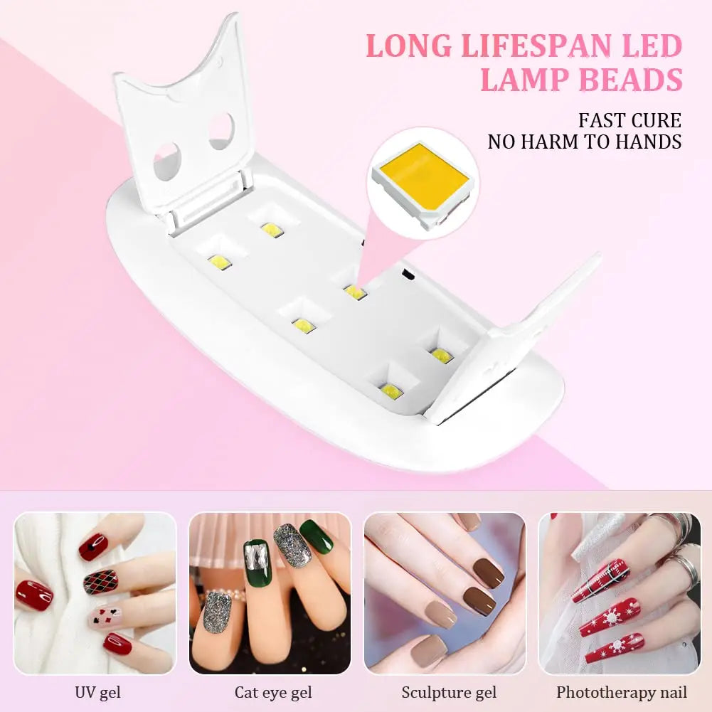 Mini Mouse 6W UV LED Nail Polish Drying Lamp 6 LED Portable Lights Home Nail Manicure Lamp USB Phototherapy Machine for Gel Nail