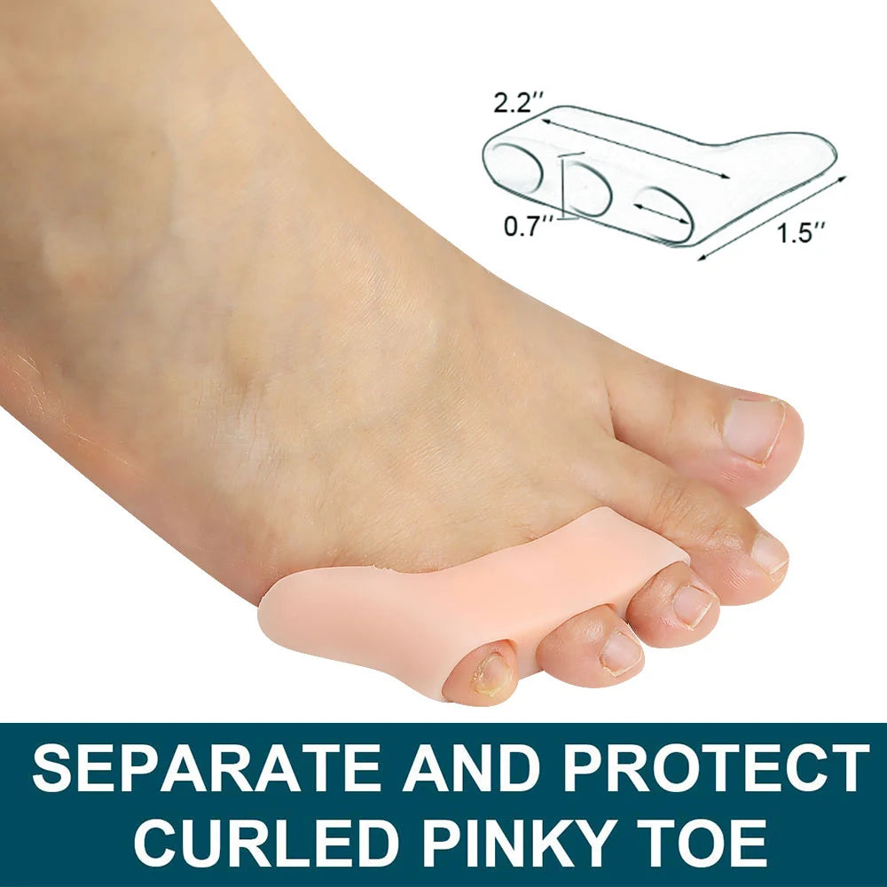 Pexmen 2/4Pcs Soft Gel Toe Separator Pinky Toe Straightener Little Toe Separator for Curled and Overlapping Toe Foot Care Tool