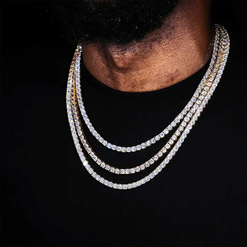 Hip Hop Jewelry Cubic Zirconia Iced Out Tennis Chain Iced Out 18k Gold Plated Bling Necklace For Women Drop Shipping