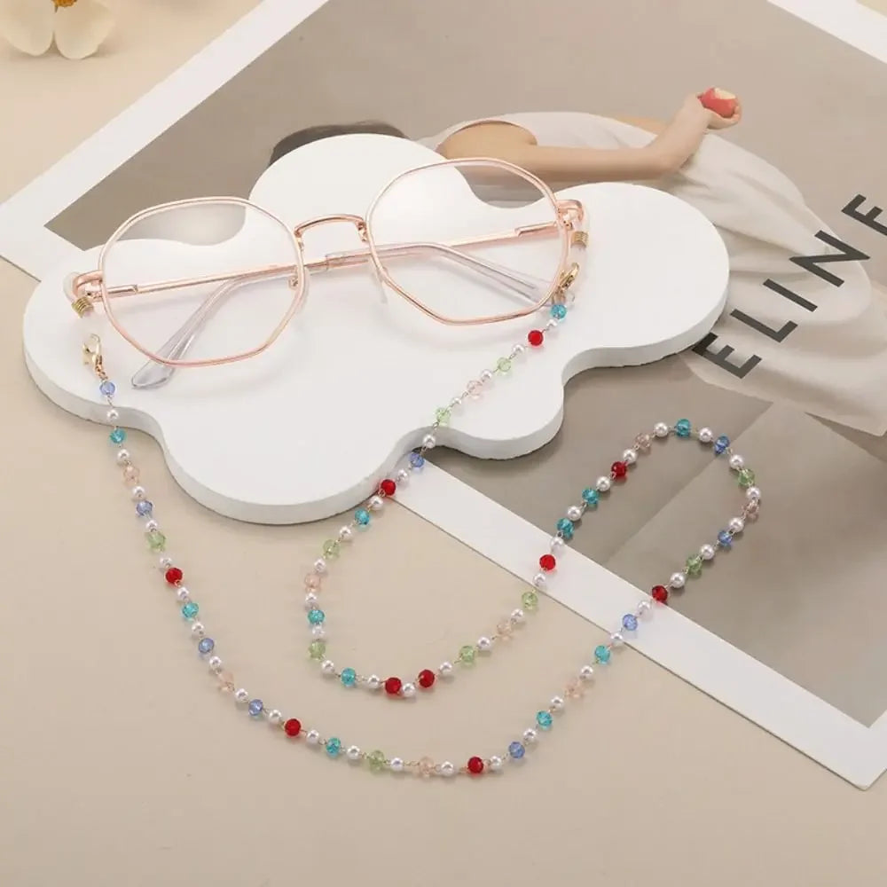 Vintage Beads Glasses Chain Jewelry Lanyard Elegant Crystal Glasses Chain Copper Bohemian Mask Chain Women