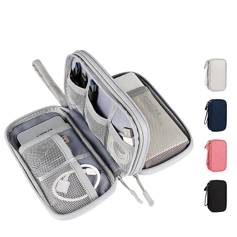 Home Office Cable Organizer Bag, Portable Travel Digital Storage Case for USB Charger Headset