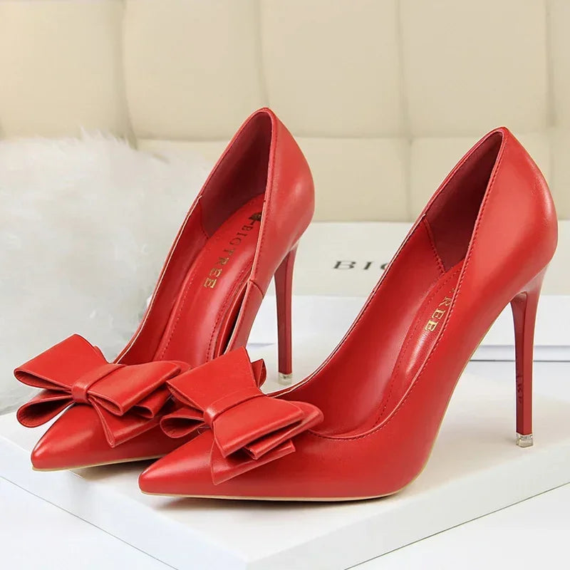 Woman Fashion Career Formal 7.5cm 10.5cm High Heels Colorful Shoes Lady Sweet Blue Yellow Wedding Scarpins Pumps Plus Size 34-43