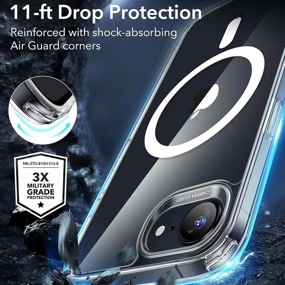 Strong Magnetic Magsafe Case For iPhone 16e 16 15 14 13 12 11 Pro Max Plus Mini Hybrid Hard Clear Silicone Back Shell Cover