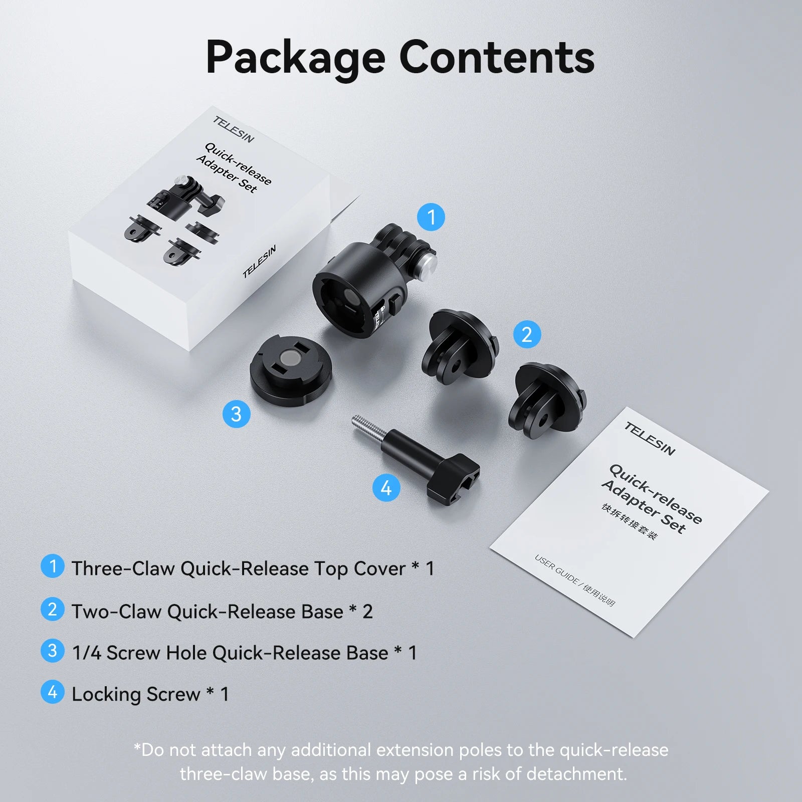TELESIN Magnetic Quick-release adapter with 1/4 screw For Gopro Hero Insta 360 DJI OSMO Action Action camera accessories