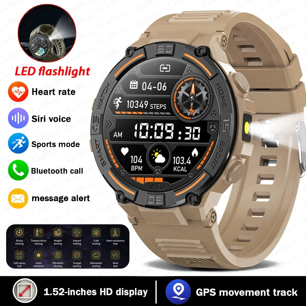 2026 New Military Outdoor SmartWatch Men Bluetooth Call Waterproof Health Monitor Sports Run tracker Smartwatch For Android iOS