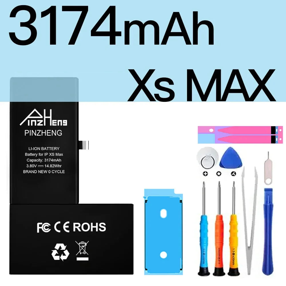 PINZHENG Battery For iPhone X XR XS 11 12 13 Mini Max Pro Promax Real High Capacity Replacement Bateria Warranty One Year