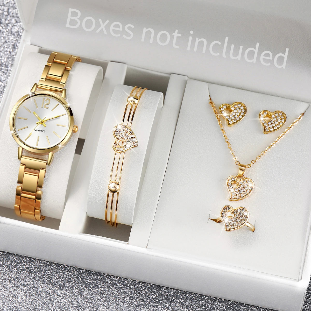 6PCS/Set Fashion Women Watches Luxury Analog Quartz Watch for Women Rhinestone Jewelry Set Reloj Mujer Girls Clock（Without Box）