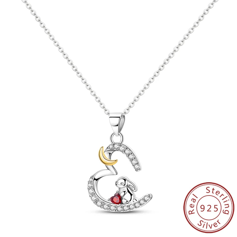 Necklace 925 Sterling Silver Butterfly Love Heart Bear Classic Simple Adjustable Necklace For Women Girl Fashion Jewelry Gifts