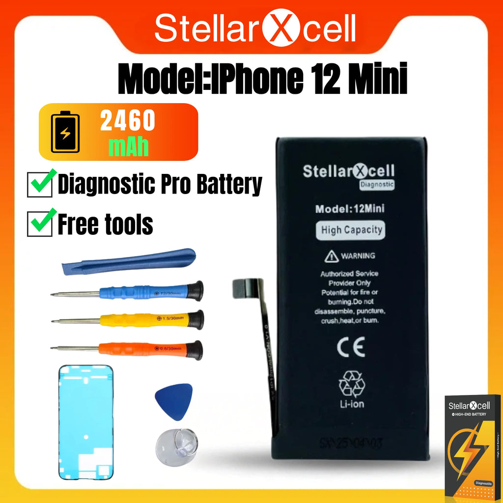 StellarXcell Diagnostic Battery Show Genuine Part No Pop Up Message for iPhone 12mini 13Pro 14Plus 15Promax Battery Replacement