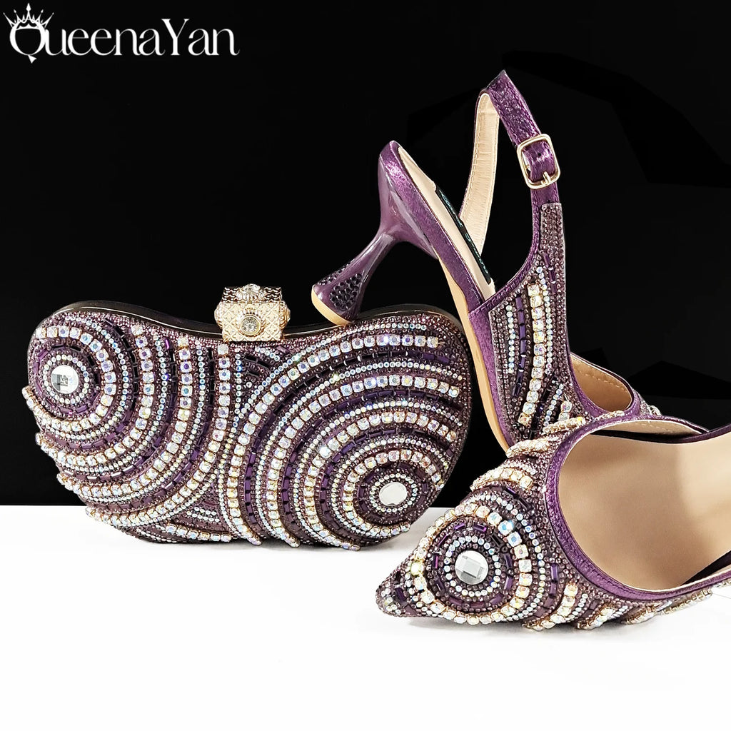 Queena Yan Nigerian Party Shoes Only shoes OR with bag set in Green  High Heel, Elegant Matching for Weddings & Special Occa