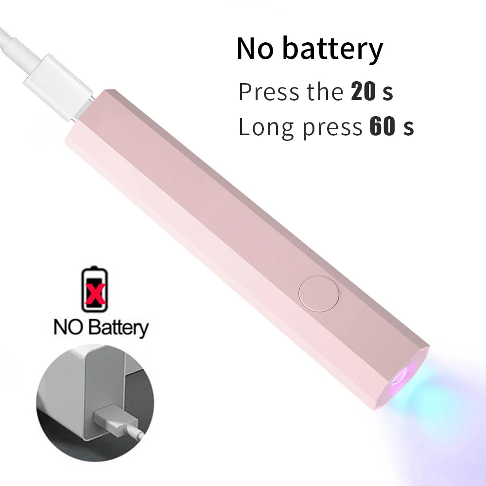 YIKOOLIN Convenient Rechargeable Nail Dryer UV LED Handheld Lamp Fast Curing All Gel Polish Mini Manicure Tool USB Portable Ligh