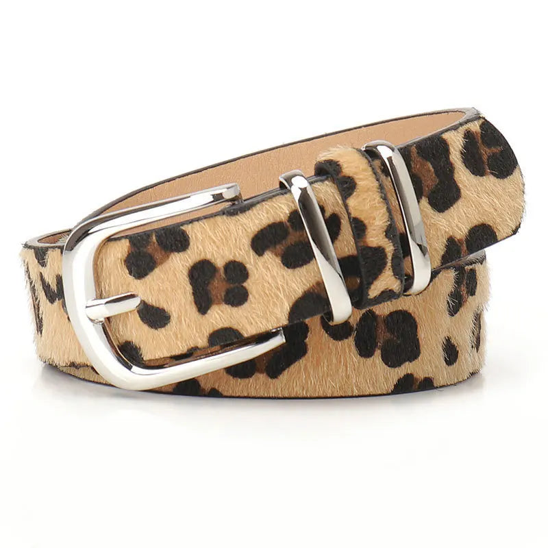 Y2K Retro Leopard Print Belt Fashionable Women's Punk Alloy Buckle Alloy Buckle PU Leather Decorated Belt