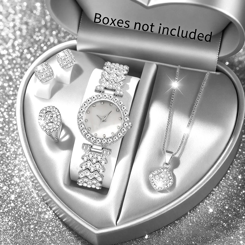 5Pcs Ladies' Elegant Fashion Watch Set, Ideal Gifts For Friends & Family On Valentine's Day, Easter, Ramadan And Birthdays.