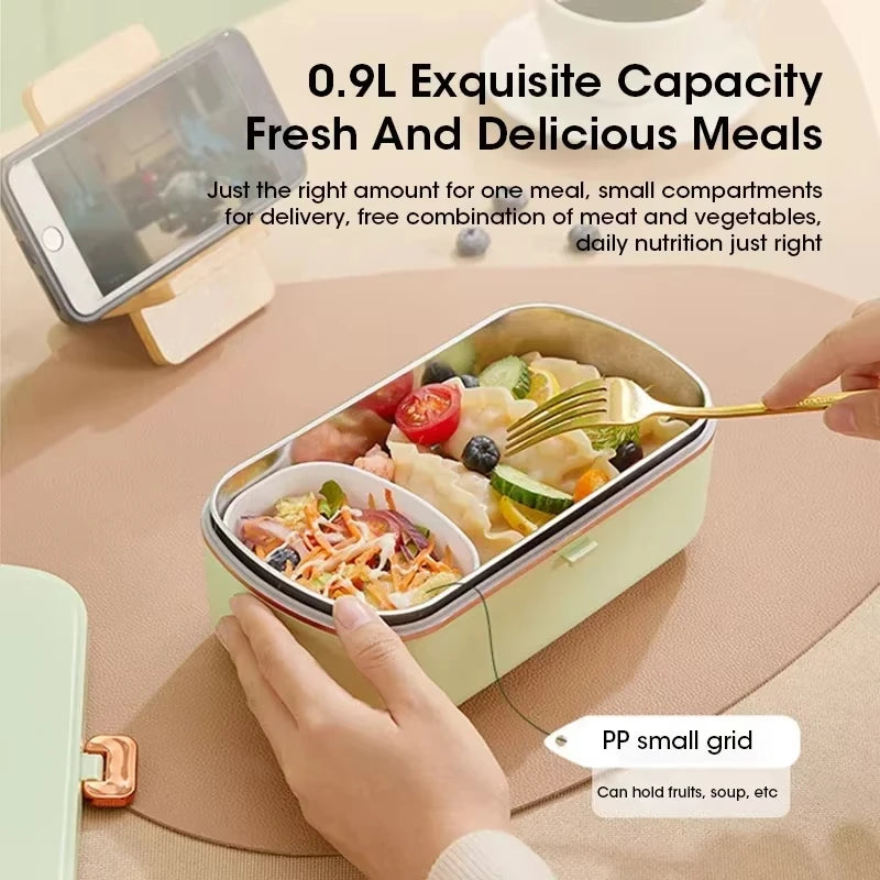 Large Capacity Portable Insulated Lunch Box with Stainless Steel and PP Material Handbag for Office Workers and Travelers