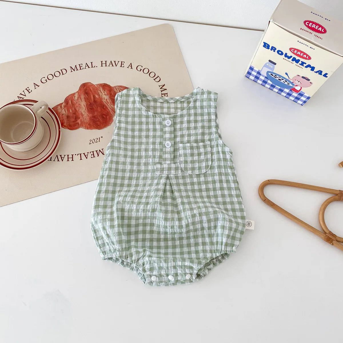 2024 Summer New in Kids Baby Girls Boys Cute Clothing Infant Toddler Plaid Sleeveless Cotton Jumpsuits Newborn Bodysuits 0-24M
